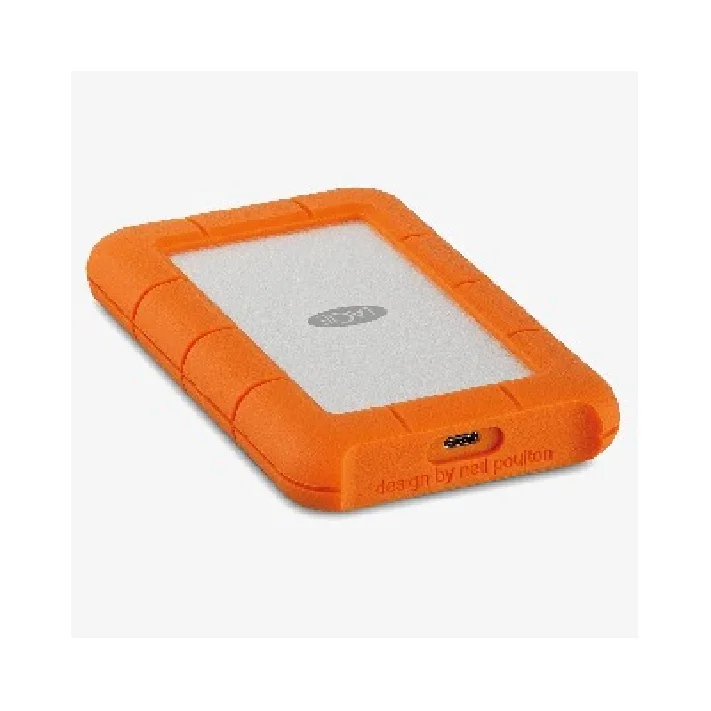 The LaCie Rugged 2TB- USB-C External Hard Drive Features Fast 130 MB/s  USB -C/ USB 3.0 Compatibility-Ultra- Compact Design and thought with drop-Crush rain resistance