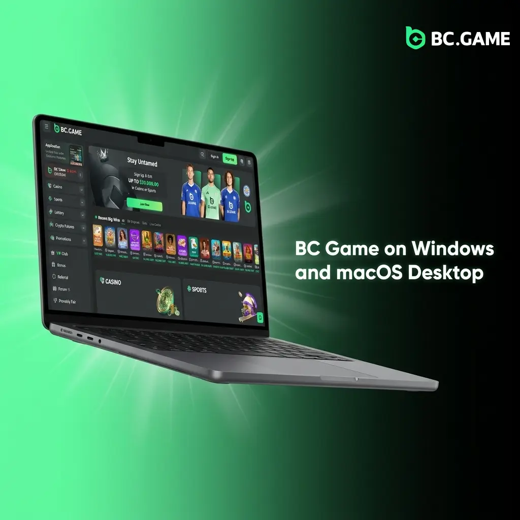 BC Game desktop access on Windows and macOS via Chrome, Firefox, Safari or Edge browser without downloading software