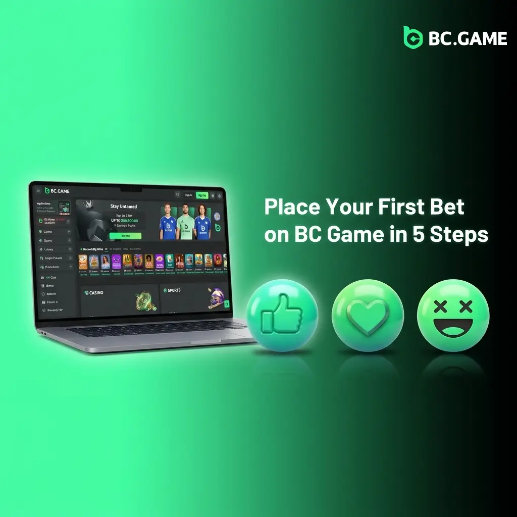Step-by-step guide to placing your first bet on BC Game in 5 simple steps from registration to confirmed wager