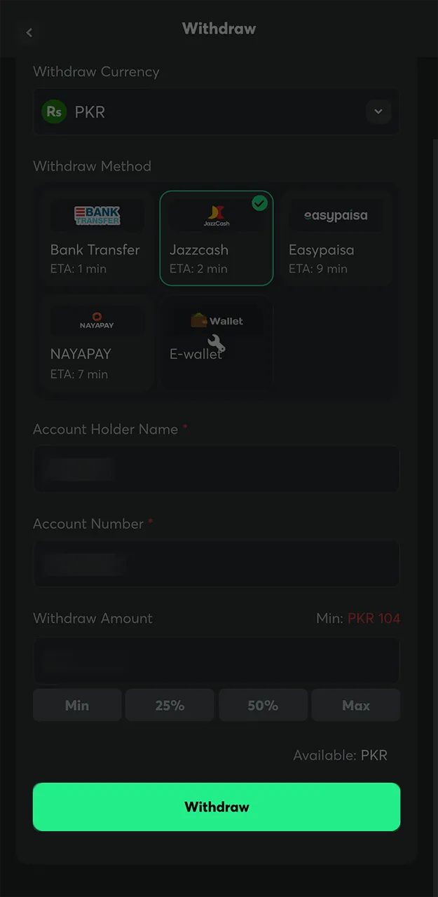 Complete your withdrawal from BC Game and check your payment account.